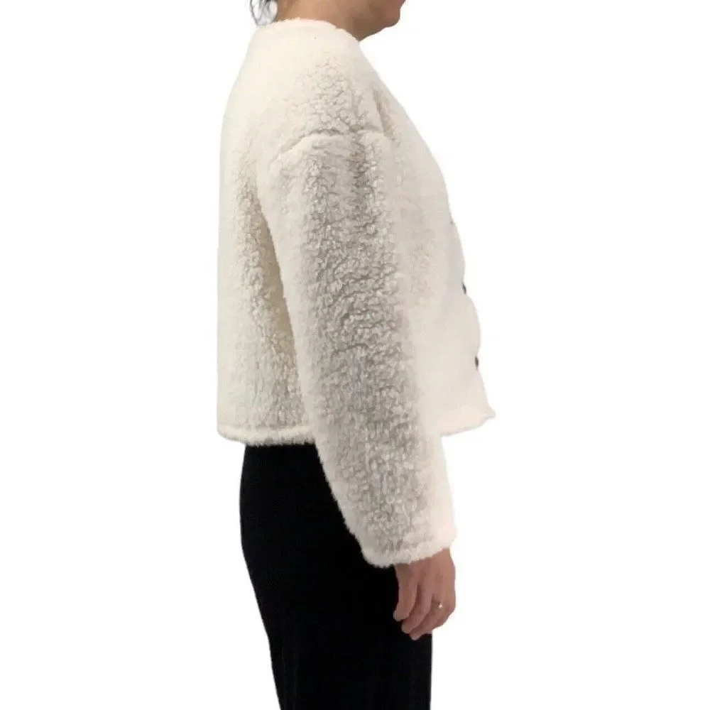 White teddy cardigan sweater Francescas Harmony Harper Heritage size small